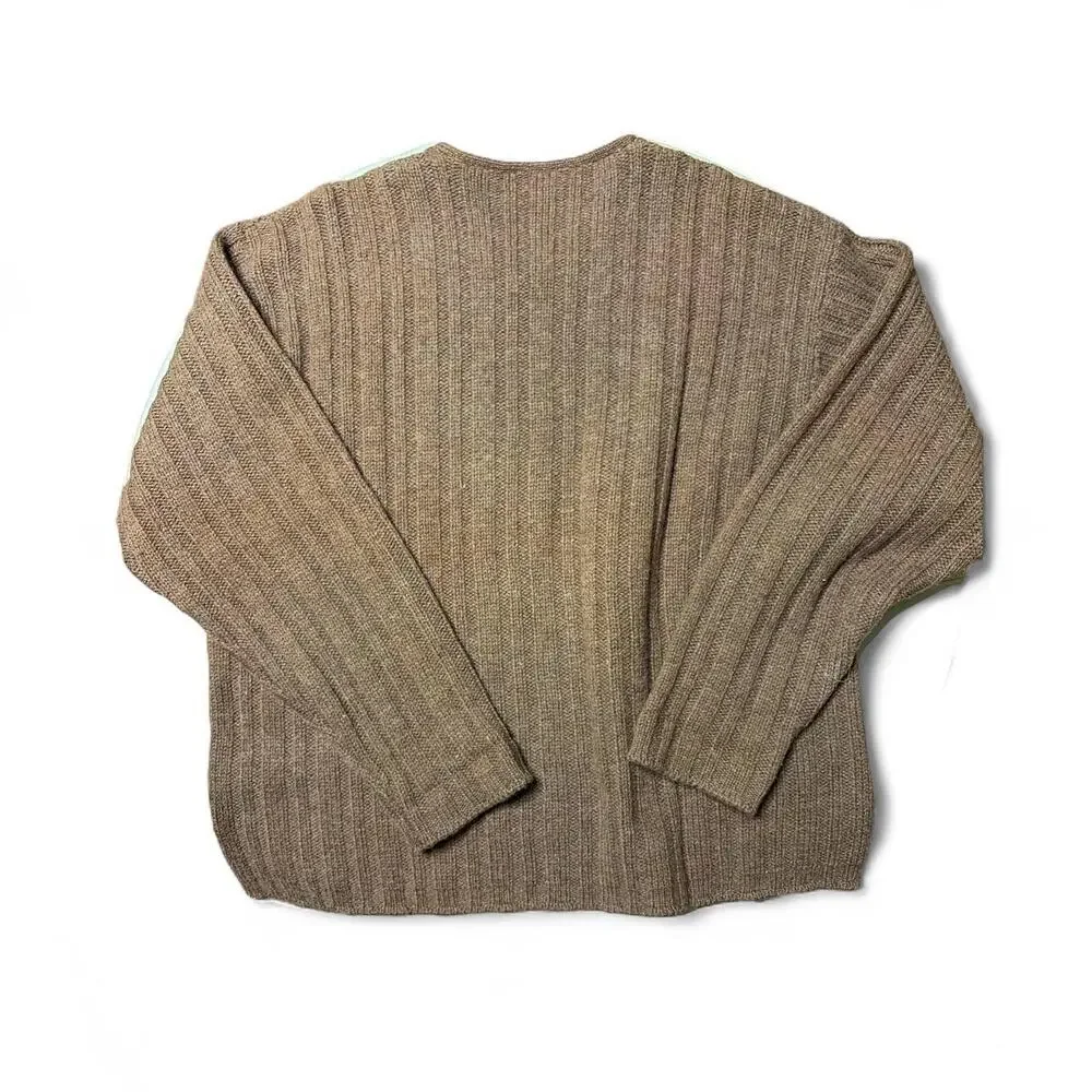 J. Crew Men's Ribbed V‑Neck Sweater in Heathered Brown